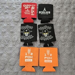 Beer Can Coolers Set - Red, Black, Orange